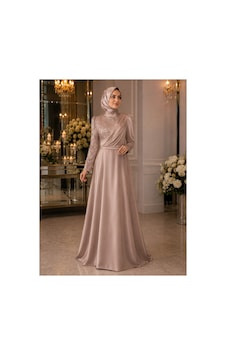 Gül&can Butik Tesettür Abiye Elbise Bej Bej Gül&can Butik Tesettür Abiye Elbise Bej Bej