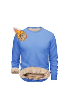 Ghassy Co. Erkek Ultra Termal Sherpa Peluş Astarlı Bisiklet Yaka Sweatshirt Açık Mavi Ghassy Co. Erkek Ultra Termal Sherpa Peluş Astarlı Bisiklet Yaka Sweatshirt Açık Mavi