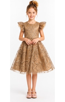 Mnk Baby & Kids Floare Kız Çocuk Abiye Elbise M00850 Kahverengi Mnk Baby & Kids Floare Kız Çocuk Abiye Elbise M00850 Kahverengi
