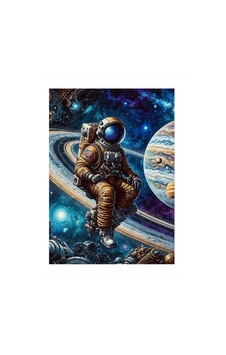 Astronot Ve Satürn Hediyelik Ahşap Tablo, 50cm X 70cm Astronot Ve Satürn Hediyelik Ahşap Tablo, 50cm X 70cm