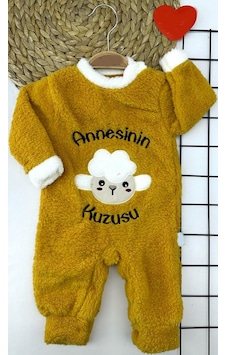 Özgün Adım 3-6-9-12 Ay Kuzu Tüylü Kumaş Annesinin Kuzusu Nakışlı Alttan Çıtçıtlı Kız Erkek Bebek Tulumu Renkli