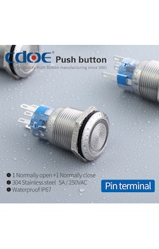 Diyotlab 19mm Metal Ledli Buton Paslanmaz/çelik Ip67 Diyotlab 19mm Metal Ledli Buton Paslanmaz/çelik Ip67