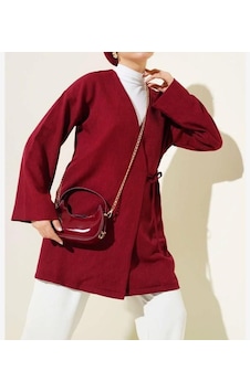 Lovie Moda Kadın Yan Bağcıklı Kimono Bordo Lovie Moda Kadın Yan Bağcıklı Kimono Bordo
