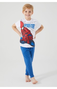 Spider Man D4757-3 Çocuk  Beyaz Pijama
