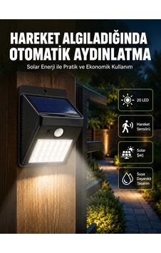 Hareket Algılamalı Solar Led Güvenlik Lambası Yeni Nesil - 4999