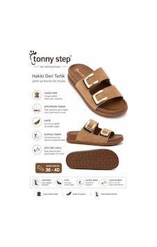 Tonny Step Dubai 6 Günlük Deri Çırtlı Ayarlanabilir Tam Ortopedik Esnek Terlik Taba Tonny Step Dubai 6 Günlük Deri Çırtlı Ayarlanabilir Tam Ortopedik Esnek Terlik Taba