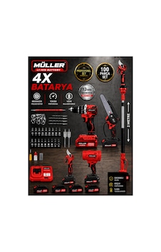 Pro Müller Profesyonel 5'li Set Darbeli Matkap Şarjlı Makas-testere -teleskop Ve Yaprak Üfleme 100 Pcs Set Pro Müller Profesyonel 5'li Set Darbeli Matkap Şarjlı Makas-testere -teleskop Ve Yaprak Üfleme 100 Pcs Set
