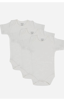 Carlburn Body Kaliteli Unisex 100 Organik Pamuk 3'lü Beyaz Kısa Kollu Bebek Çıtçıtlı Zıbın Body