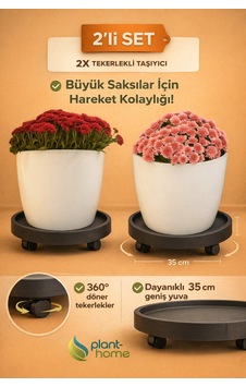 2 Li Set Tekerlekli Saksı Altlığı Bitki, Damacana Ve Hava Difüzörü İçin Çok Amaçlı Taşıyıcı Siyah
