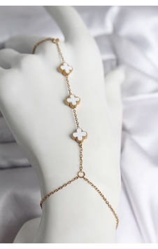 Taşveoyunatölyesi 316l Çelik Gold Renk Beyaz Yonca Model Kadın Şahmeran Tg27sn734 Çok Renkli