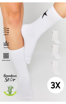 Bamboo Star Bambu Kadın Beyaz Tenis Kolej Yıldız Desenli Premium Dikişsiz Soket Beyaz Çorap 3 Lü Premium Paket Bamboo Star Bambu Kadın Beyaz Tenis Kolej Yıldız Desenli Premium Dikişsiz Soket Beyaz Çorap 3 Lü Premium Paket