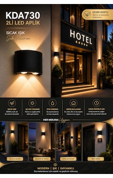 K2 Global Kda730 Jüpiter 2x4w Led Duvar Apliği 3000k Gün Işığı Ip54 Modern İç Ve Dış Mekan Dekoratif Aplik Siyah - 920696888 Siyah