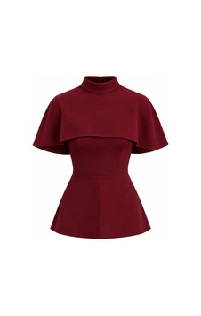 Laluvia Bordo Pelerinli Straplez Bluz - 2y1101 Laluvia Bordo Pelerinli Straplez Bluz - 2y1101