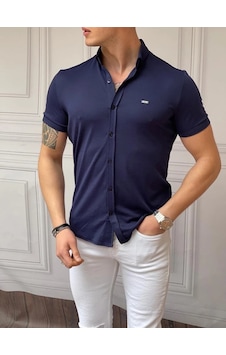 Modefendi Slimfit Merserize Pamuk Kısa Kollu Gömlek Lacivert Modefendi Slimfit Merserize Pamuk Kısa Kollu Gömlek Lacivert
