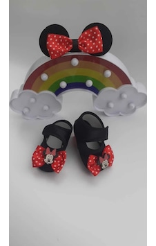 Minnie Mouse Bebek Patik Ve Bandana Set Siyah Minnie Mouse Bebek Patik Ve Bandana Set Siyah
