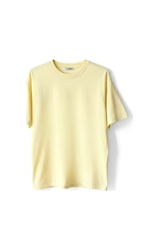 Feg Store %65 Pamuklu Kadın Oversize Sarı Fit Bisiklet Yaka T-shirt Feg Store %65 Pamuklu Kadın Oversize Sarı Fit Bisiklet Yaka T-shirt