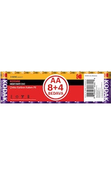 Kodak AAHZ-8+4 R6 Heavy Duty Zınc AA Kalem Pil 12'li Kodak AAHZ-8+4 R6 Heavy Duty Zınc AA Kalem Pil 12'li