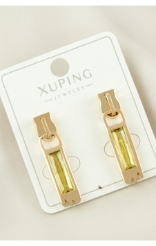 Zengemtx Xuping Fermuar Zirkon Taşlı Lüks Çelik Küpe-sarı çok renkli Zengemtx Xuping Fermuar Zirkon Taşlı Lüks Çelik Küpe-sarı çok renkli