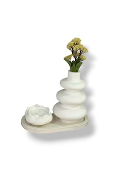Dalgalı Vazo Ve Lotus Kokulu Mum Beyaz