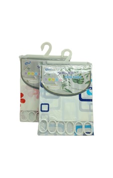 Çif Kanat Pvc Banyo Perdesi 2 Parça X 90x180cm - 12 Halkalı 5468 Çok Renkli