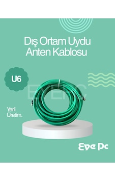 Yeşil Anten Kablosu Rg 6 U6 25 Metre Hazır F Konnektörlü Tak Çalıştır Yeşil Anten Kablosu Rg 6 U6 25 Metre Hazır F Konnektörlü Tak Çalıştır
