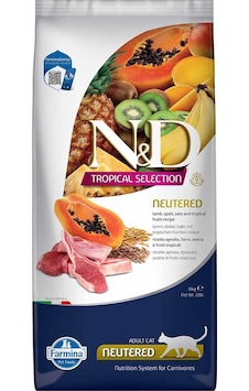 N&D Tropical Selection Düşük Tahıllı Kuzulu Tropikal Meyveli Kısırlaştırılmış Yetişkin Kedi Maması 10 KG N&D Tropical Selection Düşük Tahıllı Kuzulu Tropikal Meyveli Kısırlaştırılmış Yetişkin Kedi Maması 10 KG