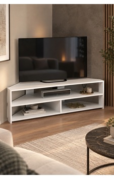 Sulorahome Beyaz Köşe Tv Ünitesi 140 Cm