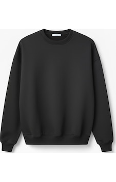 Feg Store Kadın Bisiklet Yaka Siyah Oversize Sweatshirt Beyaz