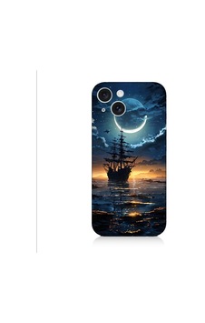 Apple Uyumlu iPhone 15 Plus Gece Gemi Desenli Silikon Kılıf Silikon Apple Uyumlu iPhone 15 Plus Gece Gemi Desenli Silikon Kılıf Silikon