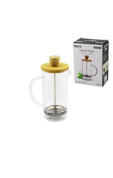 Lunaev French Press Bambu Kapak 350 Ml Cam Bitki Süzgeçi Açık Camgöbeği