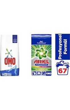 Omo Active Kusursuz Leke Çıkarma 10 KG + Ariel Profesyonel Parlak Renkler 10 KG
