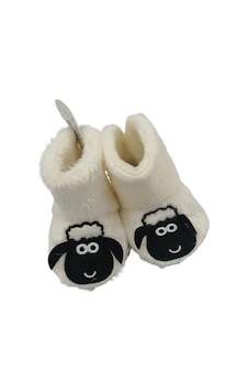 Kışlık Kuzulu Bebek Panduf Beyaz Kışlık Kuzulu Bebek Panduf Beyaz