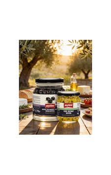 Gemlik Siyah Zeytin 700 Gr 261/290 M & Yeşil Dilimli Zeytin 200 Gr Cam Kavanoz