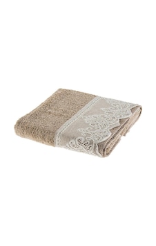 Taç Pamuk Lace 2'li Dantelli El-Yüz Havlusu Camel Taç Pamuk Lace 2'li Dantelli El-Yüz Havlusu Camel