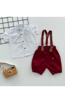 Murat Baby Yalmanlıbebe Neşeli Bebeklerimize Çapa Desen Hakim Yaka Pantolon Askılı Kısa K (548623119) Beyaz - Kırmızı Murat Baby Yalmanlıbebe Neşeli Bebeklerimize Çapa Desen Hakim Yaka Pantolon Askılı Kısa K (548623119) Beyaz - Kırmızı