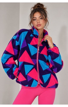 Vadon 1061 Kadın 80'ler Retro Geometrik Desenli Yandan Cepli Fermuarlı Polar Sweatshirt Mor Vadon 1061 Kadın 80'ler Retro Geometrik Desenli Yandan Cepli Fermuarlı Polar Sweatshirt Mor
