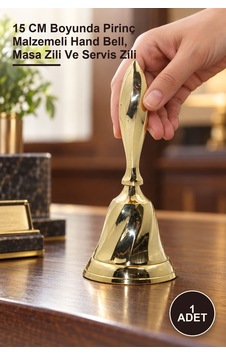 1 Adet Pirinç El Çanı 15 Cm Boyunda Pirinç Malzemeli Hand Bell, Masa Zili Ve Servis Zili 1 Adet Pirinç El Çanı 15 Cm Boyunda Pirinç Malzemeli Hand Bell, Masa Zili Ve Servis Zili