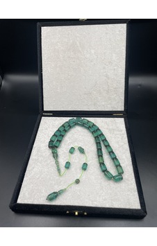 Usta Mehmet Toprak İmzalı Kuru Torna Ateş Kehribar Tespih 11x8 Mm Gümüş