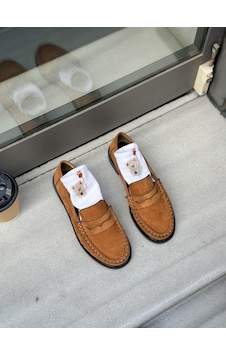 Erva'nın Butiği Taba Süet Serly Büzgü Detay Rahat Kadın Loafer-6467 Erva'nın Butiği Taba Süet Serly Büzgü Detay Rahat Kadın Loafer-6467