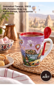 5 Adet Yöresel Porselen Kupa Geleneksel Tasarım, 10x13 Cm, Porselen Mug, Çay Kahve Bardak, İçecek Servisi 5 Adet Yöresel Porselen Kupa Geleneksel Tasarım, 10x13 Cm, Porselen Mug, Çay Kahve Bardak, İçecek Servisi