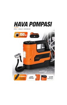 Auhma A7788 150 Psı Dijital Araç Lastik Şişirme Hava Kompresörü Turuncu 12v Çakmaklık Girişli, Oto