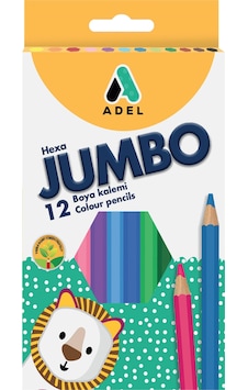 Adel Hexa 12 Renk Jumbo Kuru Boya Altıgen Gövde Adel Hexa 12 Renk Jumbo Kuru Boya Altıgen Gövde