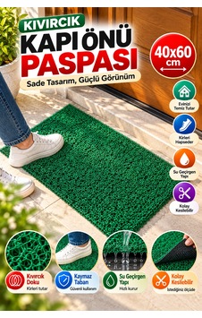 Yeşil Düz Kıvırcık Kapı Önü Paspası 40x60 Cm Kaymaz Taban Dış Kapı Giriş Paspası Pvc Yeşil Düz Kıvırcık Kapı Önü Paspası 40x60 Cm Kaymaz Taban Dış Kapı Giriş Paspası Pvc