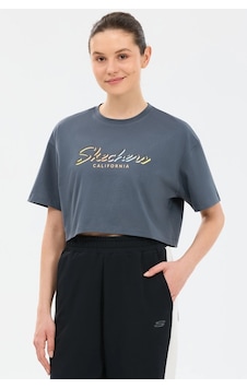 Skechers Crop Graphic Kadın Tişört Gri Skechers Crop Graphic Kadın Tişört Gri