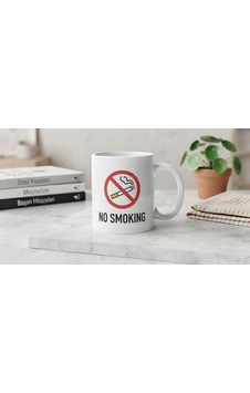 No Smoking Temalı Çift Taraf Baskılı Kupa Bardak Beyaz No Smoking Temalı Çift Taraf Baskılı Kupa Bardak Beyaz