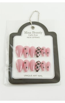 Desenli - 461 - Mina Beauty Kedi Gözü Takma - Csmo-tex - Tırnak Pembe Desenli - 461 - Mina Beauty Kedi Gözü Takma - Csmo-tex - Tırnak Pembe