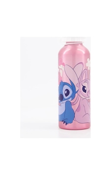 Stitch Ve Angel Baskılı Pembe Metal Matara / Su Matarası Stitch Ve Angel Baskılı Pembe Metal Matara / Su Matarası