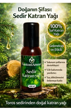 %100 Doğal Rafine Sedir Katranı Yağı Içilebilir Saflıkta / Toros Sedirinden / 100 Ml.