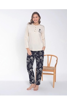 Senfoni Kadın Düğmeli Yaka Uzun Kol Pamuklu Pijama Takımı 6044 -1 Adet 001 Senfoni Kadın Düğmeli Yaka Uzun Kol Pamuklu Pijama Takımı 6044 -1 Adet 001