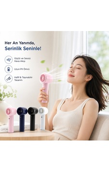 Mini El Fanı - Ayarlanabilir Hız - Dijital Gösterge - 5w - Karışık Renk Çok Renkli